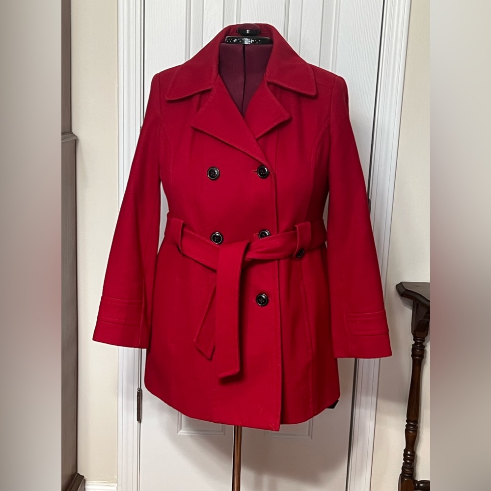 Croft & Barrow Red Wool Blend Peacoat - Petite Extra Large
